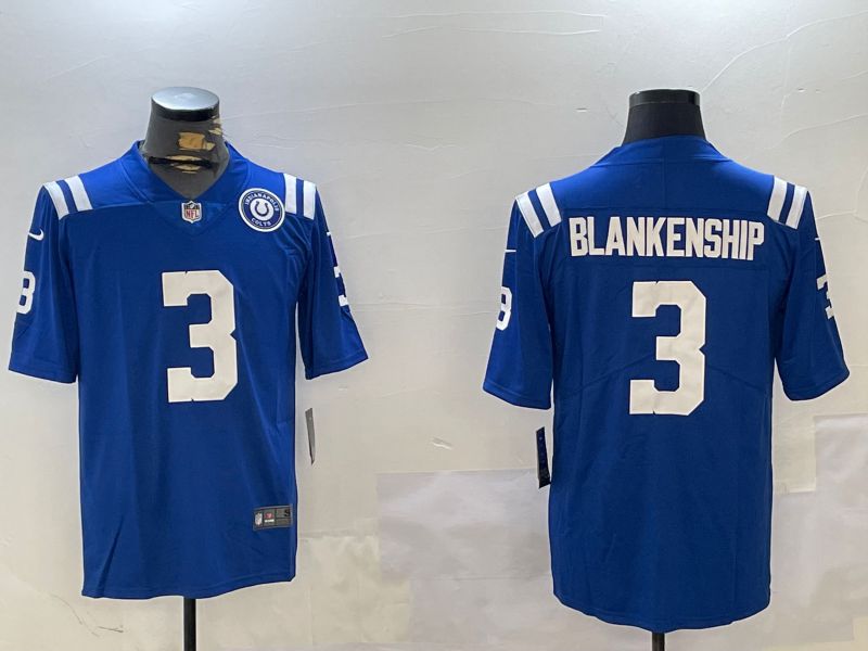 Men Indianapolis Colts #3 Blankenship Blue Second generation 2024 Nike Limited NFL Jersey style 2